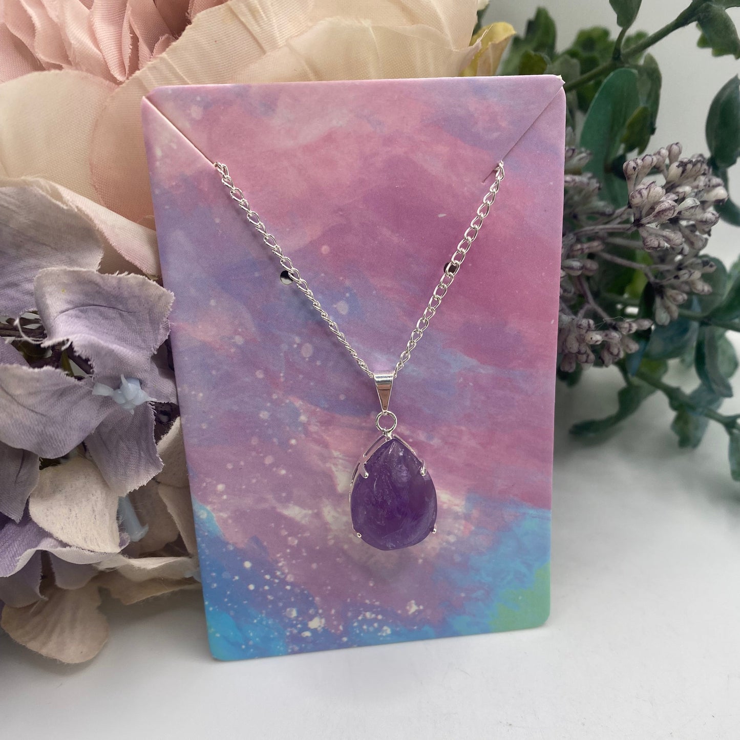 Amethyst Teardrop Necklace