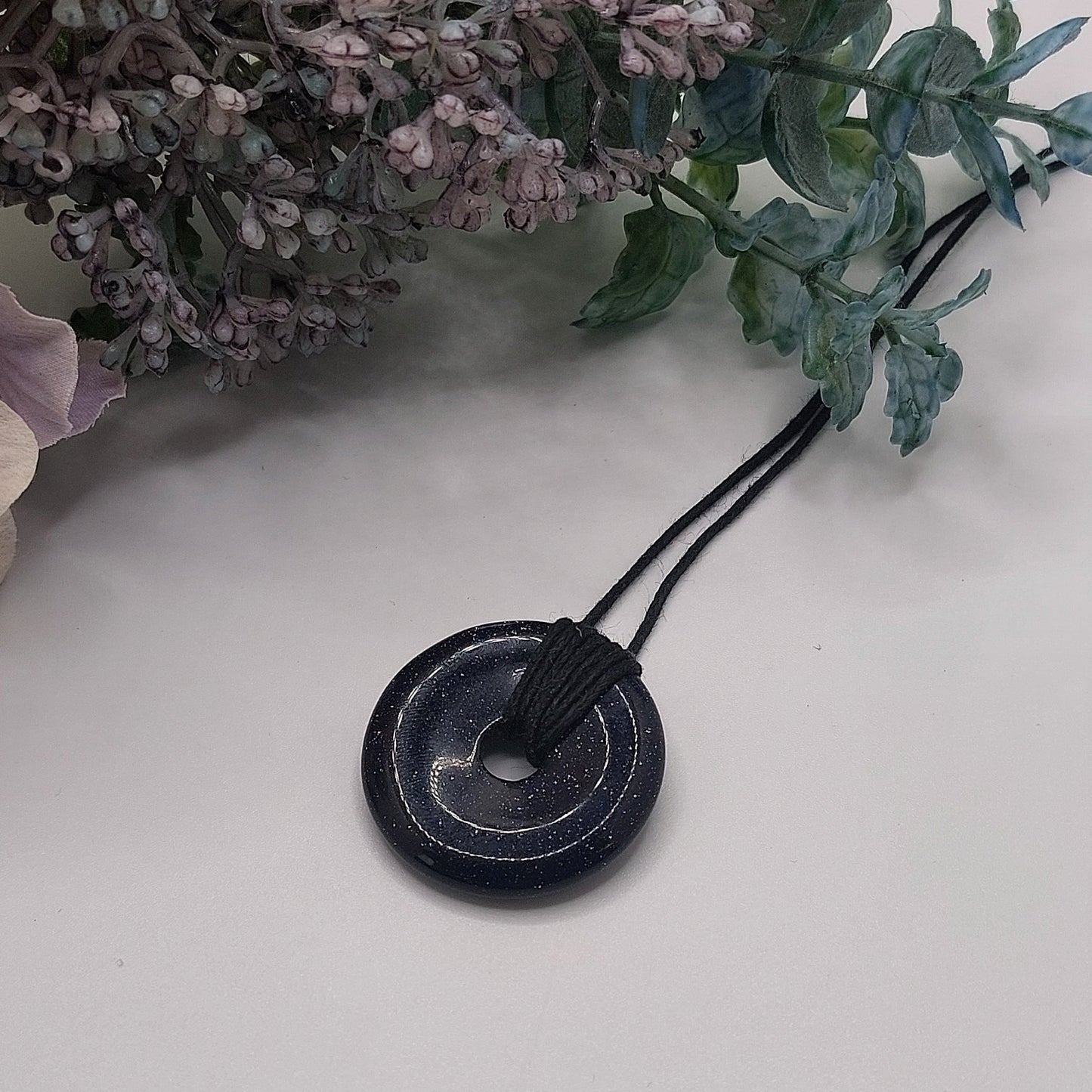 Blue Goldstone Donut Necklace