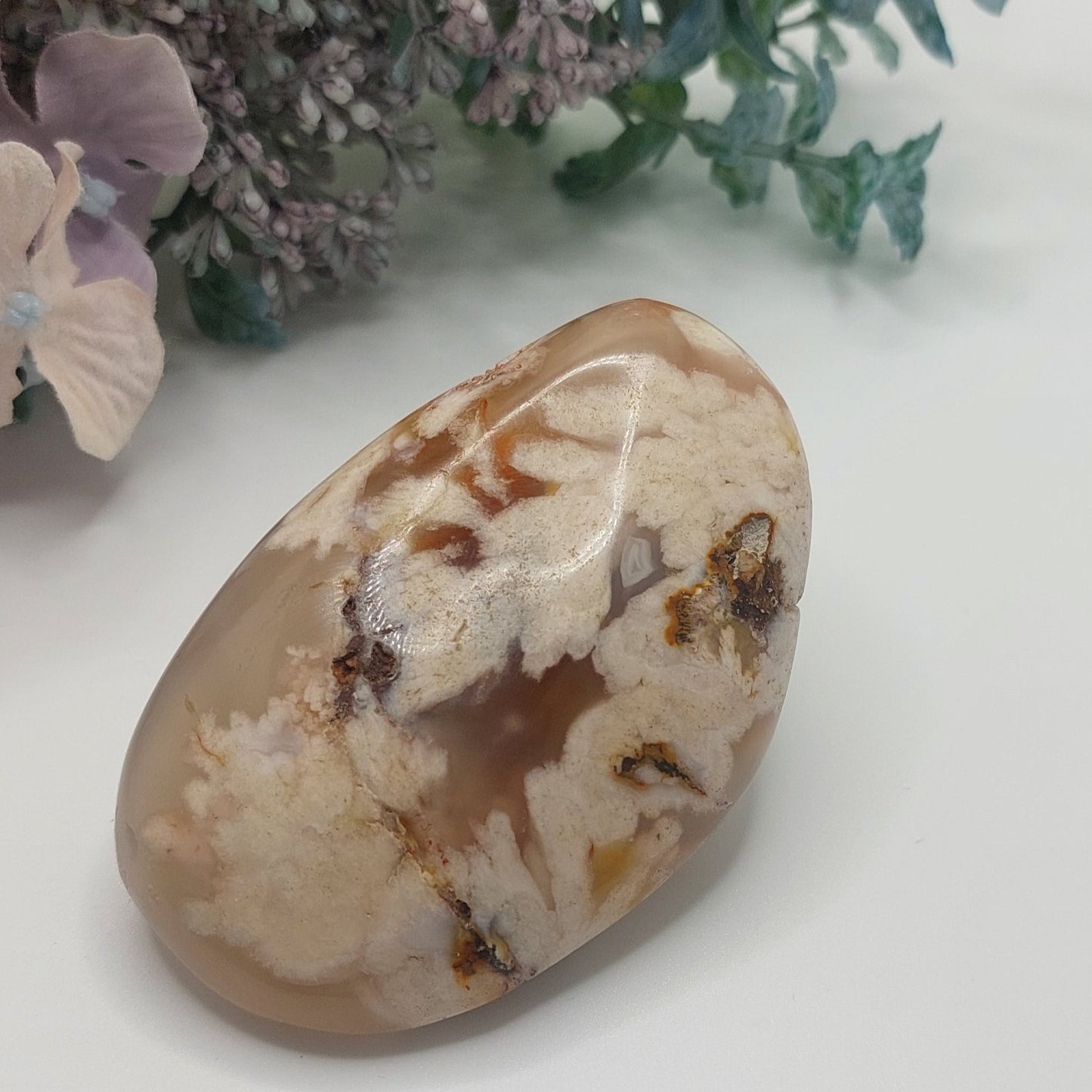 Flower Agate Palm Stone