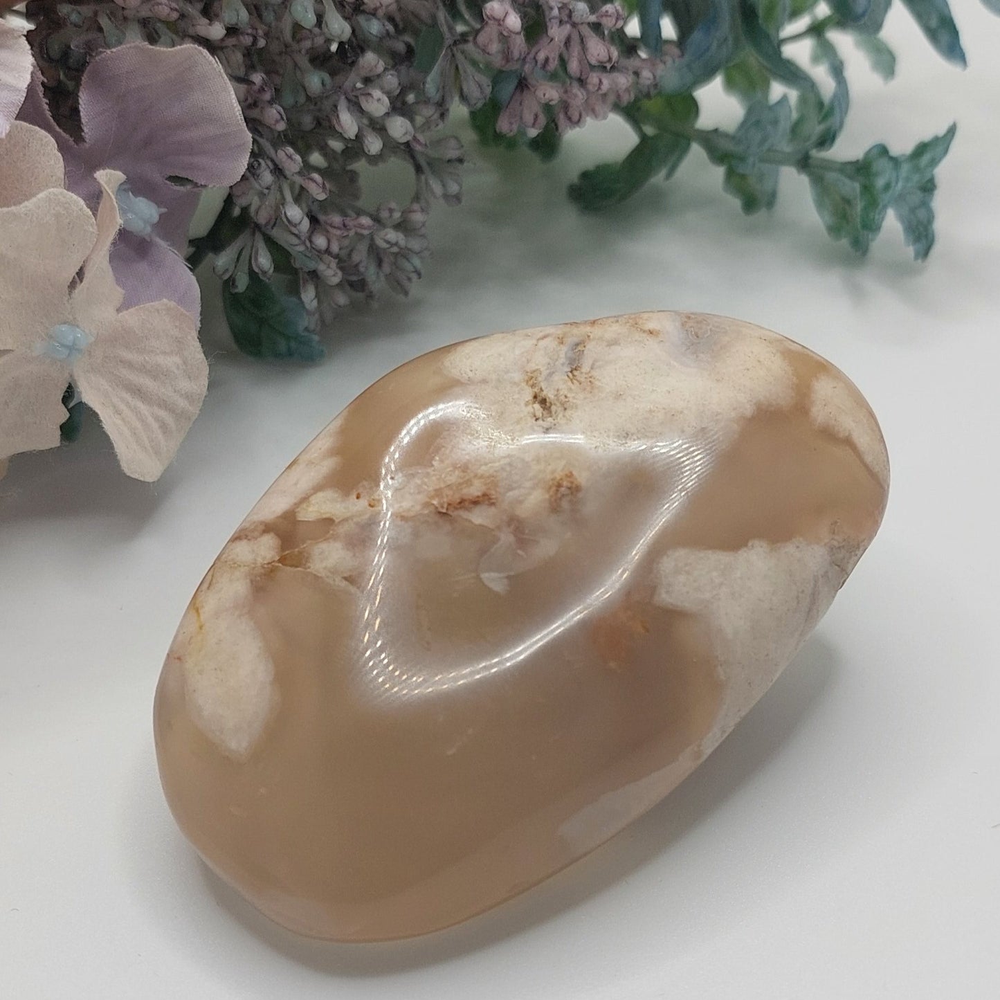 Flower Agate Palm Stone