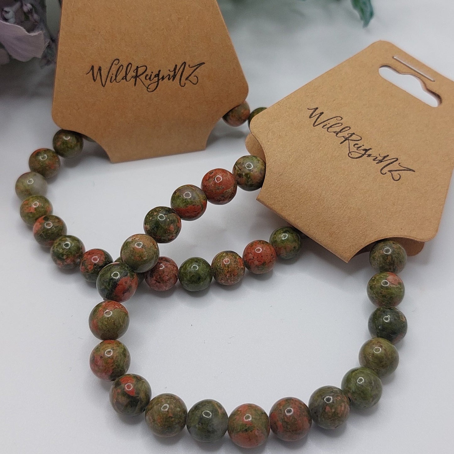 Unakite Bead Bracelet