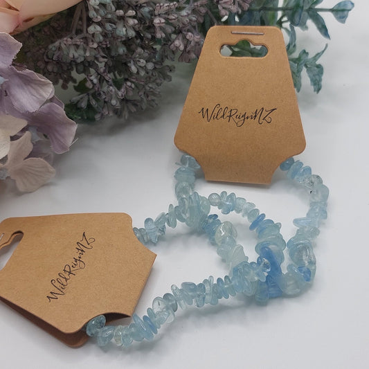 Blue Aquamarine Crystal Chip Bracelet