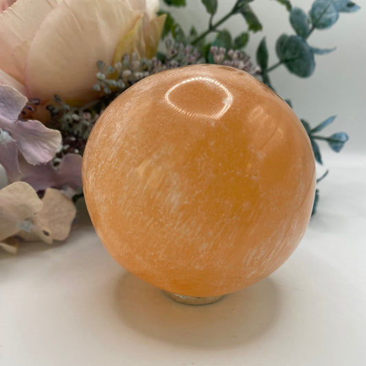 Large Orange Selenite Sphere