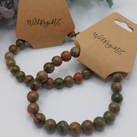 Unakite Bead Bracelet