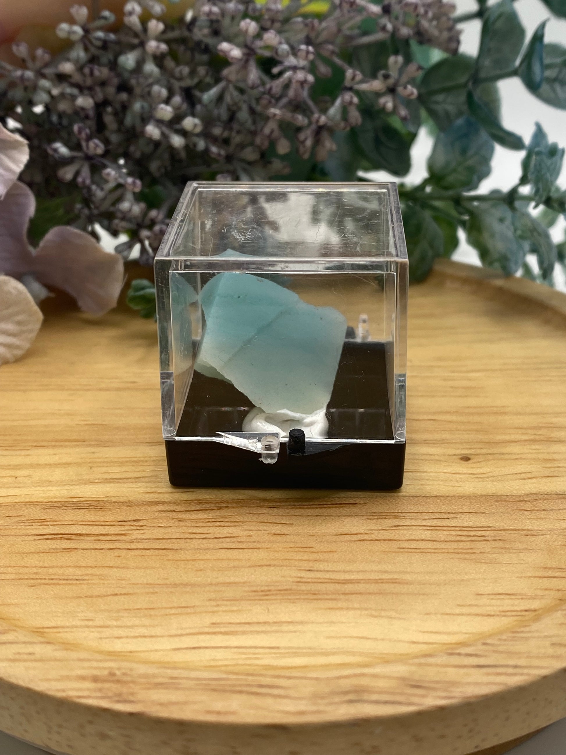 crystal specimen, amazonite in box